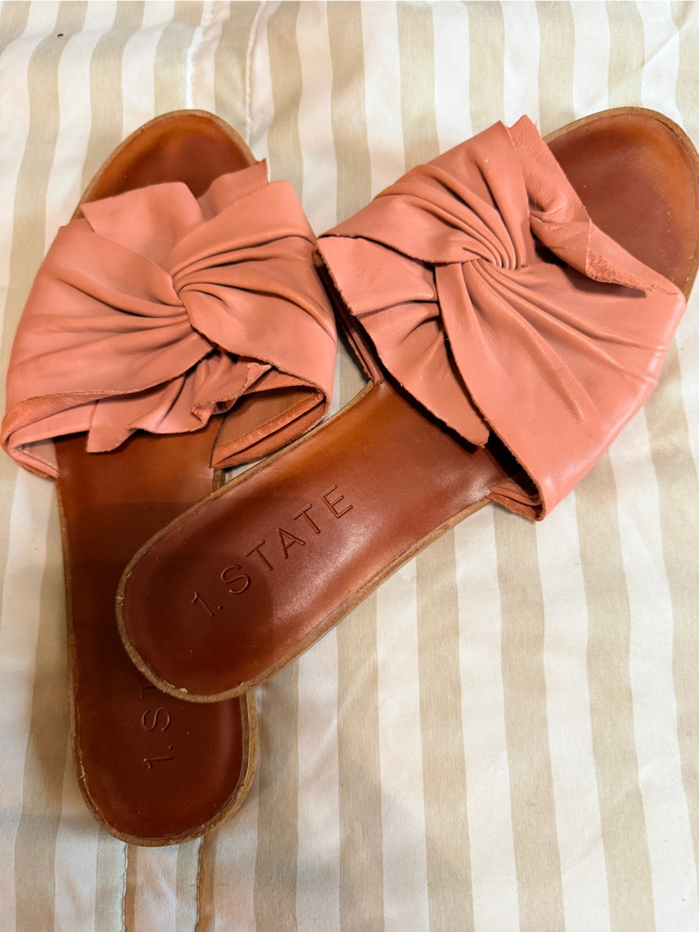 1. State Pink Twist Knot Slide Mules